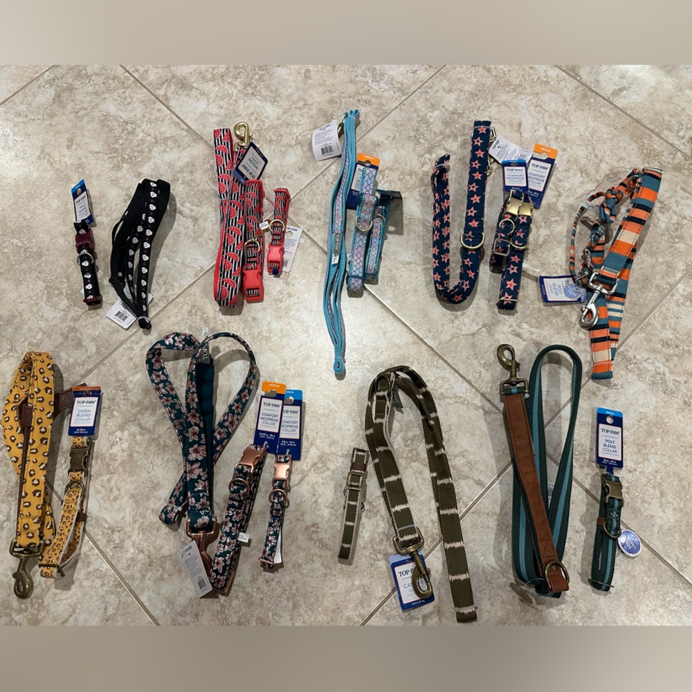 Top Paw matching collars and leashes, collar size Small and medium